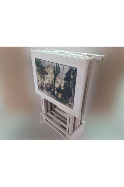 BENGİ TİCARET Zigon Çanta sehpa 17426 Resimli Büyük HAM Kayın Ayak Dikdörtgen...