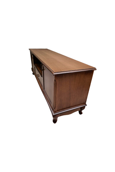 BENGİ TİCARET Tv Sehpa ST 13744 Klasik Model Ahşap Kaplama Kayın Aslan Ayak Ceviz 160cm El Yapı