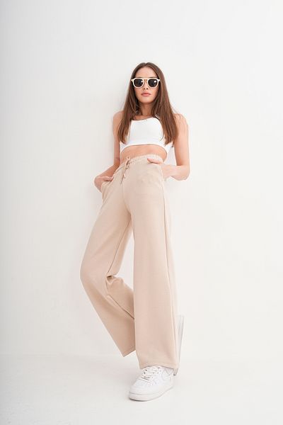 TAMPAP 343 Pantaloni de trening Palazzo Modal cu talie înaltă