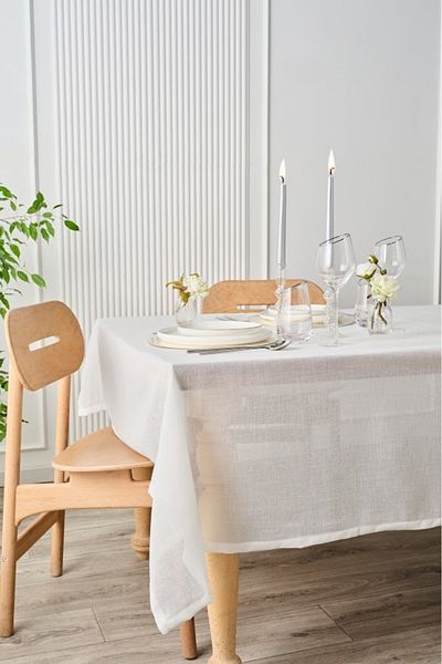Karaca Κάλυμμα τραπεζιού Christina Linen Look 140 x 200 cm Λευκό