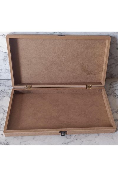 BENGİ TİCARET Hobby Adn 90209 - Wooden Mdf Raw Model Backgammon Chest Box, for Handmade Dispatch