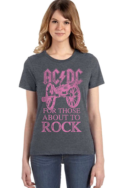 ROCKANDROLL Top Rock ACDC majica kratkih rukava antracit boje za žene