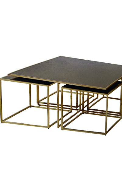 BENGİ TİCARET Zigon-Orta 19332 sehpa kare Ogem Model takım Metal gold kaplama...