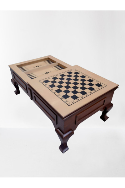 BENGİ TİCARET Orta sehpa 13582 ST SATRANÇ-TAVLA Büyük Kayın Lükens Aslan Ayak Yakarak nakış El Yapım