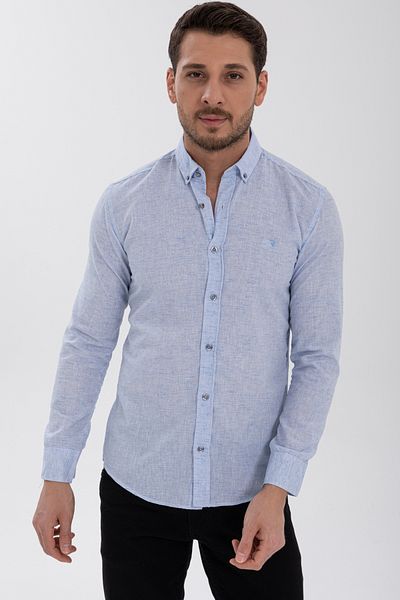 Klothy Cămașă SLIM FIT din in pentru bărbați
