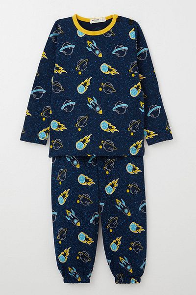 Breeze Boy's Pajamas Set Space Themed 1-3 Years, Navy