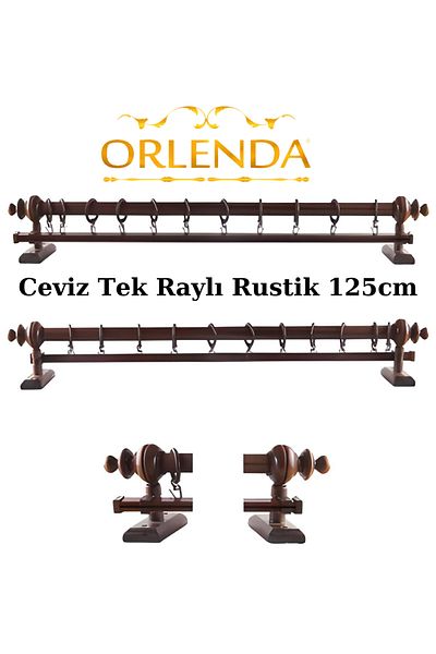 Orlenda Walnut Single Rail Rustic Curtain Strap 125cm