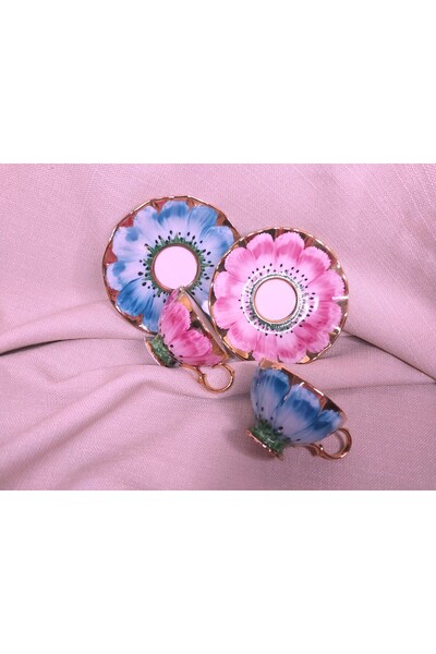 BY.RAYKA PORSELEN El Dekor Boçik Porselen El Boyama 2li Fincan Takımı