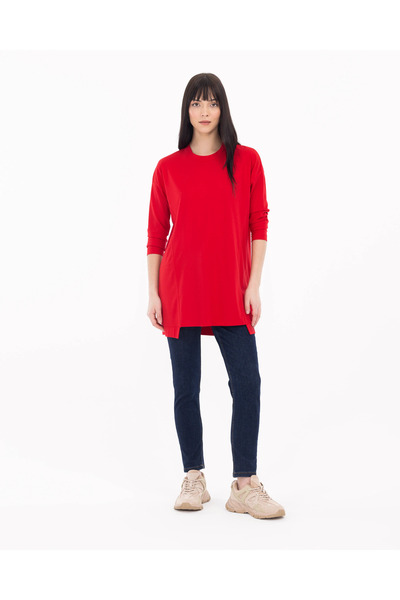 SEÇİLSTORE Yuvarlak Yakalı Uzun Kollu Basic Tunik