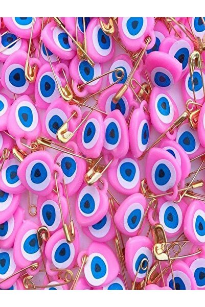 312 KONSEPT 50 adet pembe renkli çengelli iğneli çatal iğneli nazar boncuğu