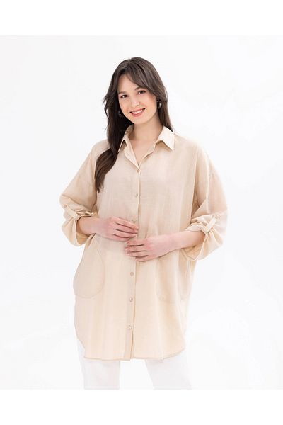 SEÇİL Button-Down Shirt with Foldable Sleeves