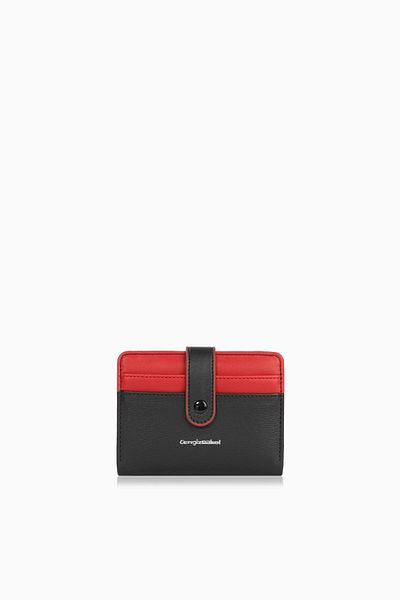 CENGİZ PAKEL Cengiz Pakel Women's Mini Size Wallet with Snap Detail - 65315 - Black/Red