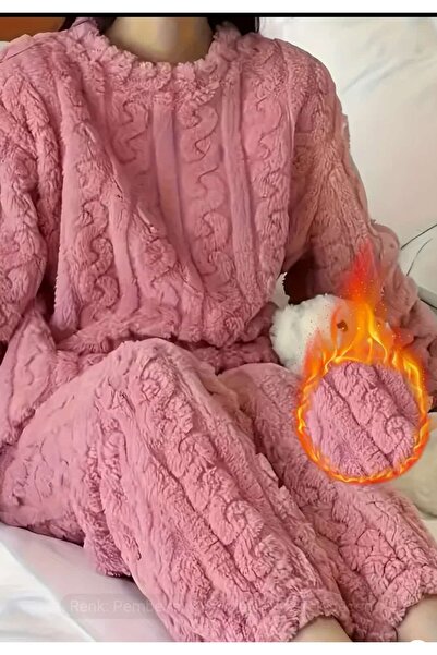 ÇEÇEN HOME Yetişkin Havlu Pijama Takımı,  Kalın Üst ve Pantolon ile Rahat Sonbahar/Kış Koleksiyonu