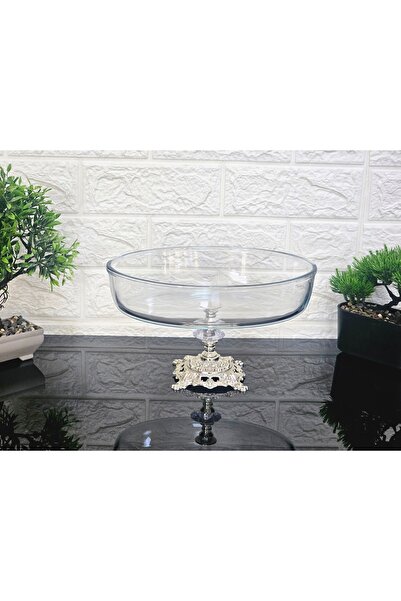 atabey home PAŞABAHÇE OVAL BORCAM GÜMÜŞ DÖKÜM KARE AYAKLI SUNUMLUK  26 CM