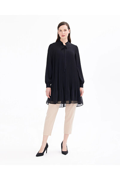 SEÇİLSTORE Bağlama Detaylı Pliseli Şifon Tunik