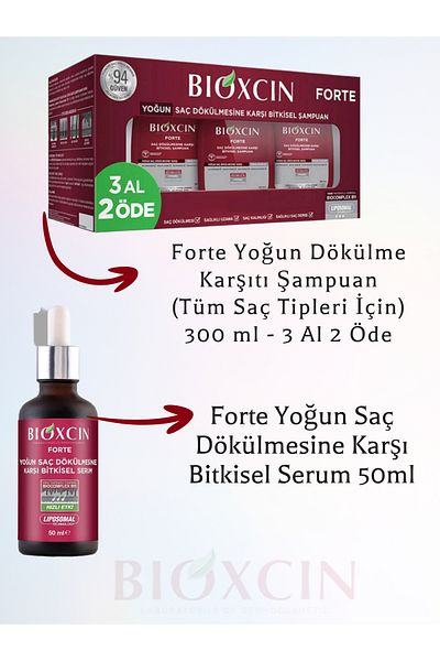 Bioxcin Forte Shampoo Buy 3 Pay 2 (3X300Ml) & Forte Intensive Anti-Hair Loss Herbal Serum (50 ml)