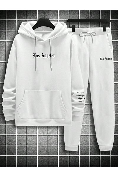 LUNAVISTA Los Angeles Printed Bayaz Taşıme Hooded Zipper Oversized Sweatshirt