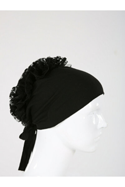 Kardelux Μαύρο μαντίλι με βολάν (ραμμένο) - Νέο μοντέλο Ρούχα Τεσετύρ