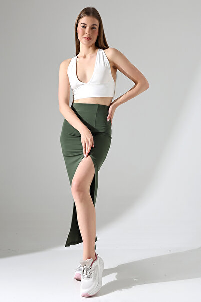 Gugus Жіноча спідниця максі з глибоким розрізом 92 см, облягає фігуру, не просвічується