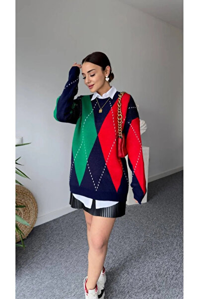 Velista Měkký pletený svetr s vzorem Baklava