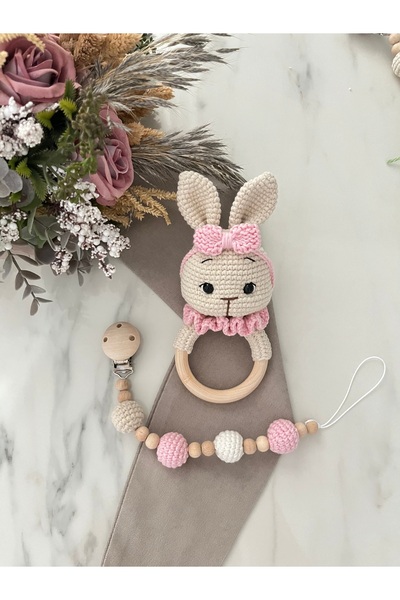 Zey's Amigurumi Amigurumi Tavşan Çıngırak Ve Emzik Zinciri