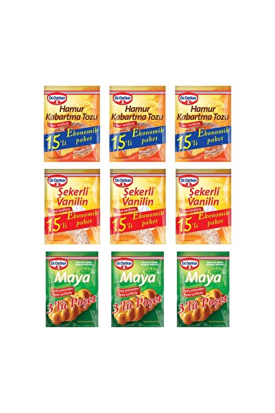 Dr. Oetker Kabartma Tozu 15 li + Vanilya 15 li + Maya 3 lü Ekonomik Paket