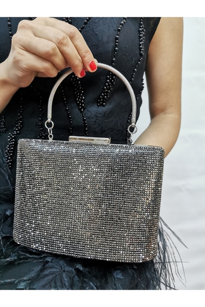 MODA Beegi̇ Concept Women's Evening Dress Stone Platinum Smoked Chain Wedding...