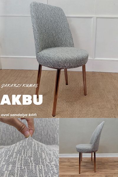 AKBU Κάλυμμα καρέκλας από ύφασμα Jacquard, Οβάλ θήκη καρέκλας, μοτίβο ράβδου (1 ΤΕΜ)
