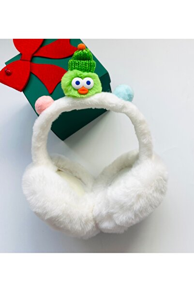 Bonito Gift Çocuk Peluş Figürlü Kışlık Pofidik Yumuşacık Kulaklık beyaz tüylü...