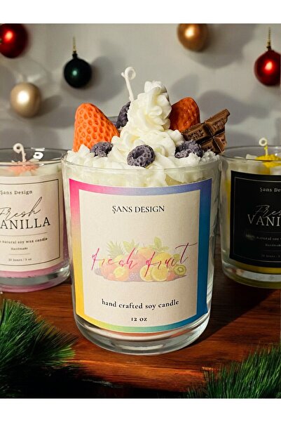 Şans Şans Design Fresh Fruit El Yapımı Kokulu Dekoratif Bardak Mum