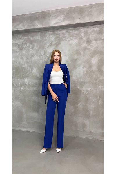 Nilo Giyim ve Ayakkabi Women's Double Button Satin Lapel Suit