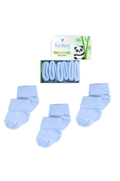 Novibaby عبوة من 3 جوارب للأطفال حديثي الولادة من الخيزران I Dusty Blue للفتي...