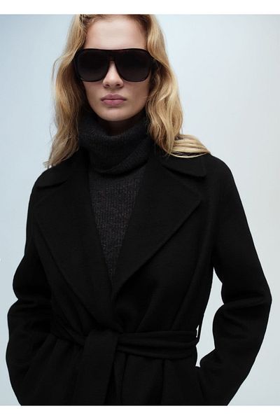 MANGO Woman Handmade coat with belt