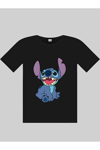 Cemira Dječja crna majica Stitch, dječja majica T-shirt