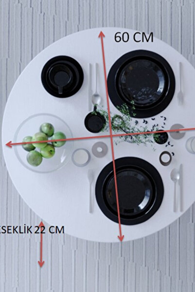 moka park avm Kozalak Yuvarlak Katlanabilir Ayaklı Yer Sofrası 60 Cm Çaplı