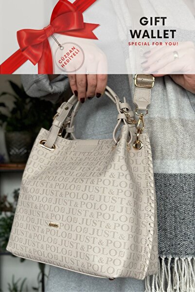 GALB LEATHER Large Size Wide Strap Daily Women's Shoulder Bag - Stone 2180