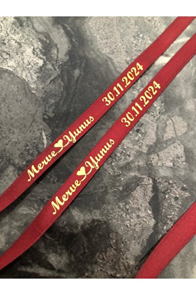 İsabella Accessories İsimli Söz Nişan Kurdelesi - Bordo Kaliteli Baskı Saten ...