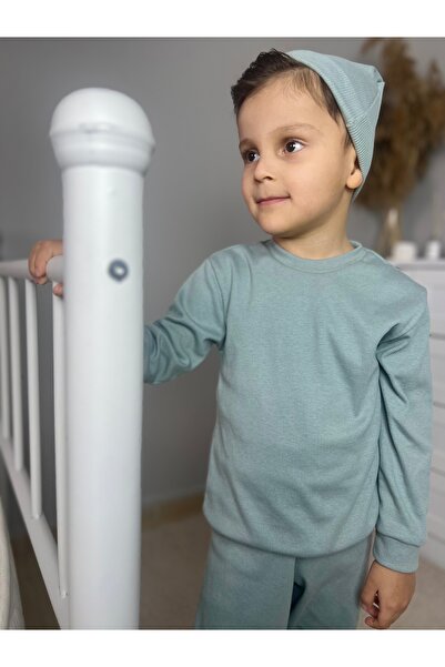 MERVERA Ribbed Knitted Unisex Baby and Kids 3-Piece Set - Nursery and Beret Set