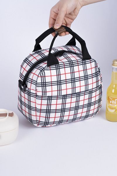 ALTINPAMUK White Plaid Thermos Bag - Hot and Cold Carry, Camping Picnic