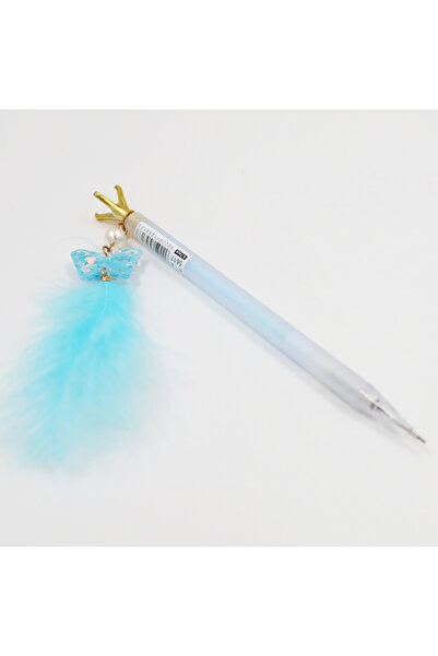 enyareshome Mavi Tüylü Taşlı Versatil 0.7 Uçlu Kalem