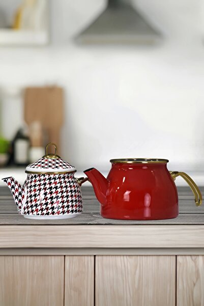 PR HOME Forte Red Gold Enamel Teapot Model