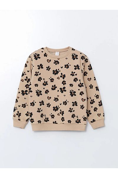 LC Waikiki Lcw Kids Black Crew Neck Printed Baby Girl Sweatshirt 2-Piece