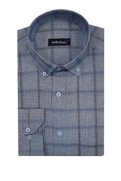 ATİLLA ÖZER Cămașă pentru bărbați cu mânecă lungă Atilla Özer Blue Classic-6447