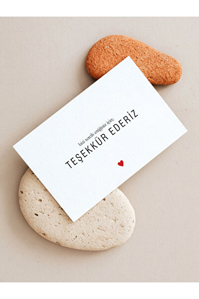 BuseDesign Teşekkür Kartı 50 Adet Tek Yön 8x5 Cm Lüks Mat Kuşe