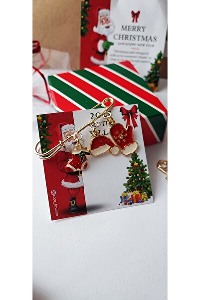 cacatasarım Yılbaşı Figürleri Yaka İğnesi Broş Kartlı ve Kutulu Hediyelik Christmas Noel
