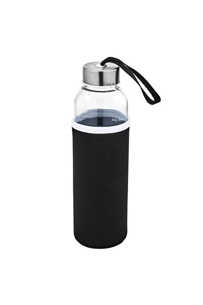 SEDEF SİLVER 420 mL Neopren Kılıflı Cam Suluk - İpli Cam Su Şişesi - Cam Suluk