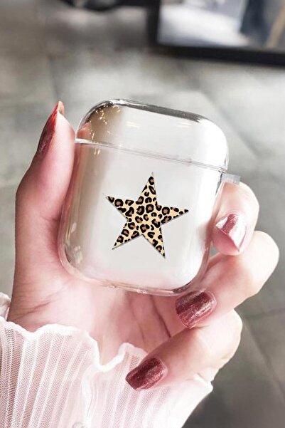 mooodcase Star Leopar Desenli 1-2 Nesil Uyumlu Kablosuz Kulaklık Kılıfı Premium Silikonlu