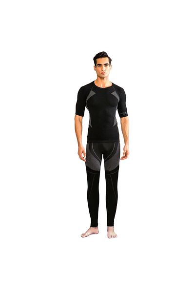 THERMOFORM Men's Seamless Thermal Short Sleeve Underwear Set - Black