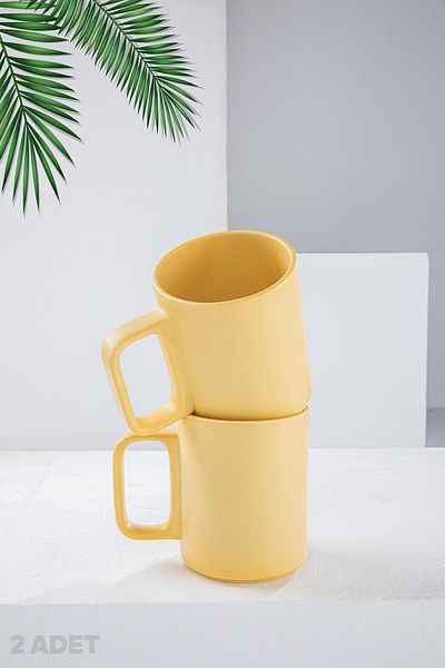 M'art Home Mustard Filter Coffee, Tea, Nescafe Cup, 200 Ml. Mug-2 Pcs