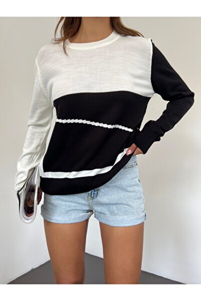 Modamorfo Crew Neck Thin Knitwear Sweater - Black